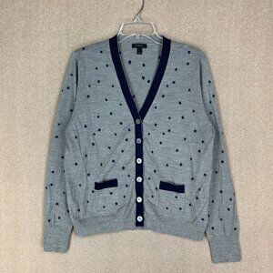 🚨⛔️SOLD⛔️🚨 J. Crew Harlow Cardigan Size XL Gray Blue Star Merino Wool Sweater